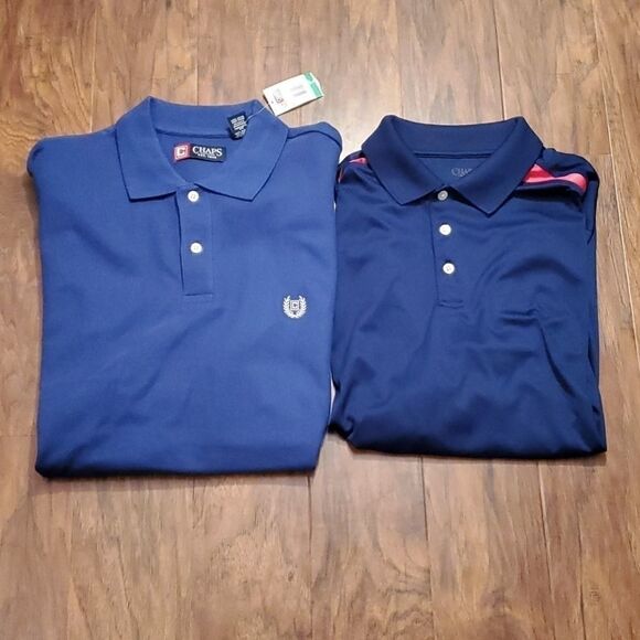 NWT 2 Chaps Ralph Lauren Blue Polos Size L - Picture 1 of 12